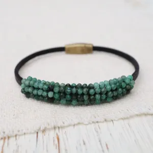 Hand Stitched Shaded Emerald Leather Bracelet