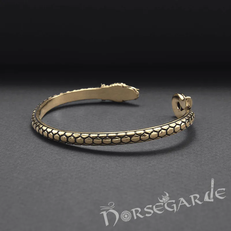 Handcrafted Jeweled Serpent Torc Bracelet - Bronze