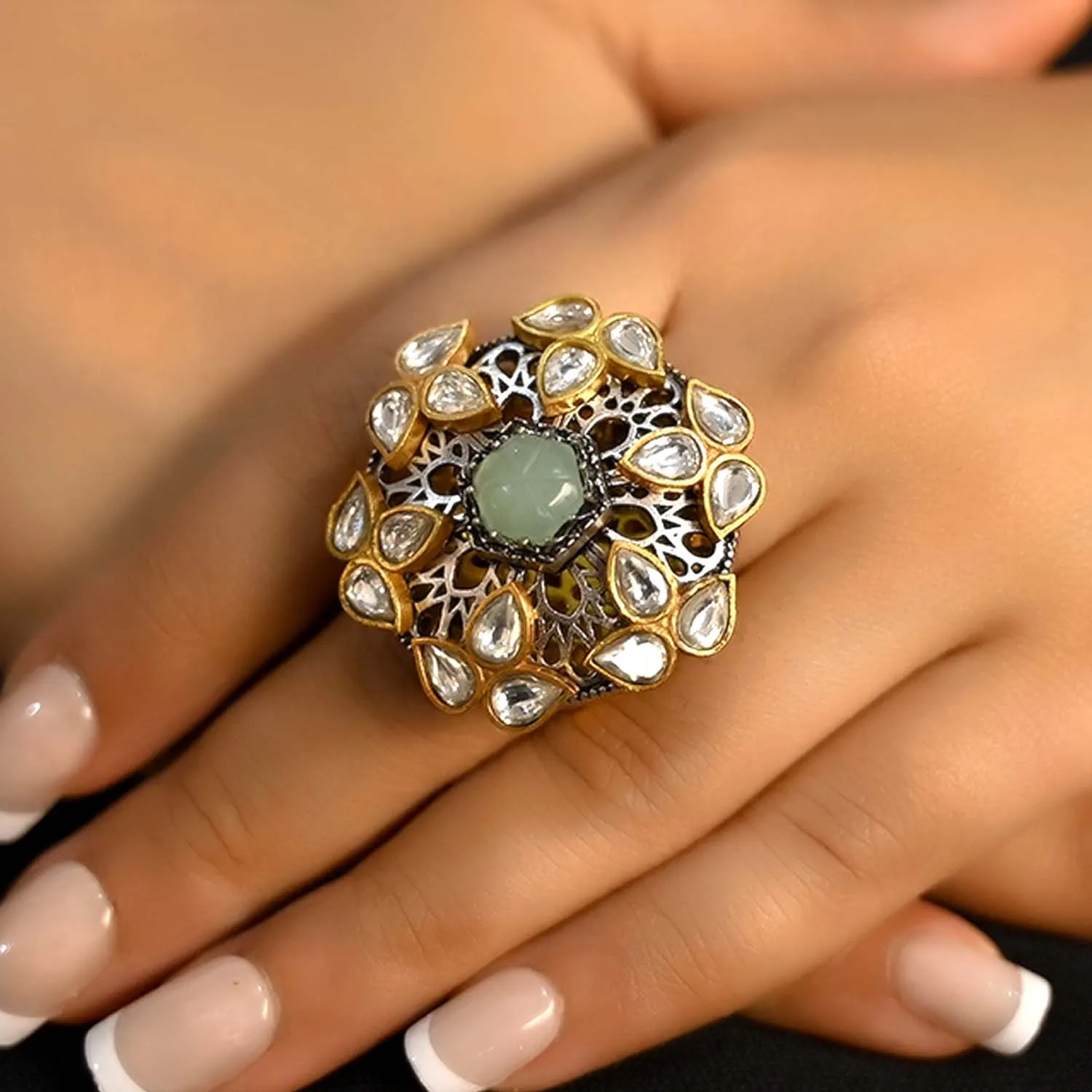 Hasina Mint Green Stone Gold Boutique Ring