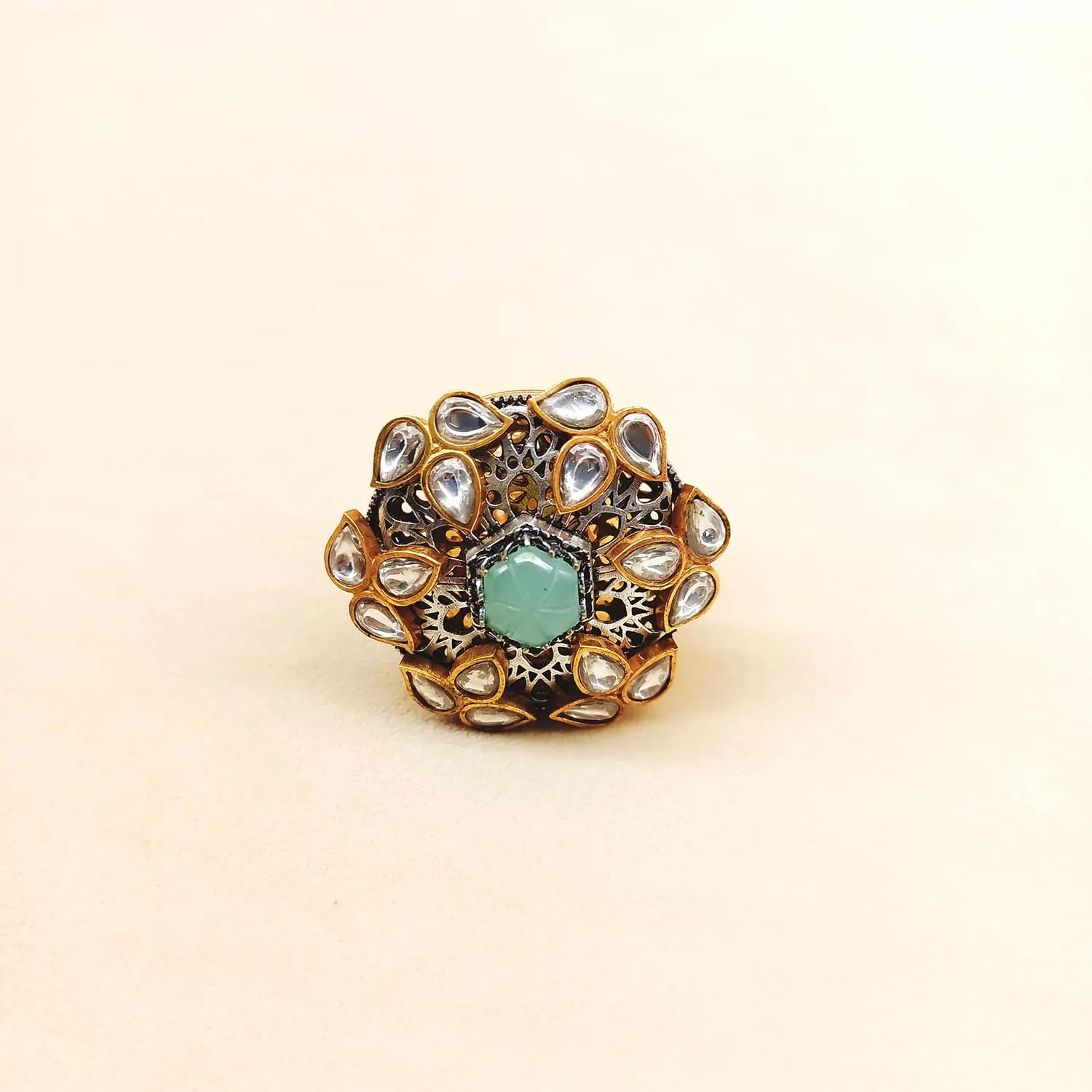 Hasina Mint Green Stone Gold Boutique Ring