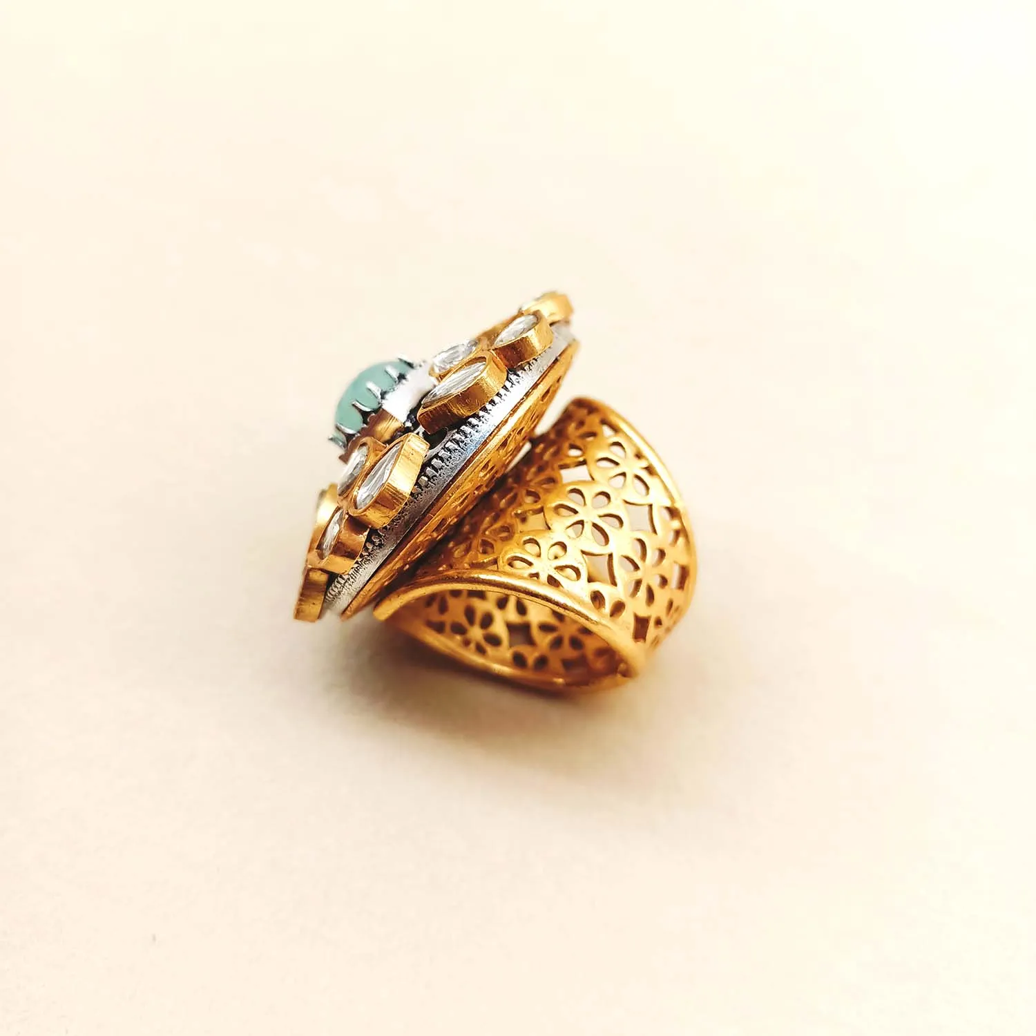 Hasina Mint Green Stone Gold Boutique Ring