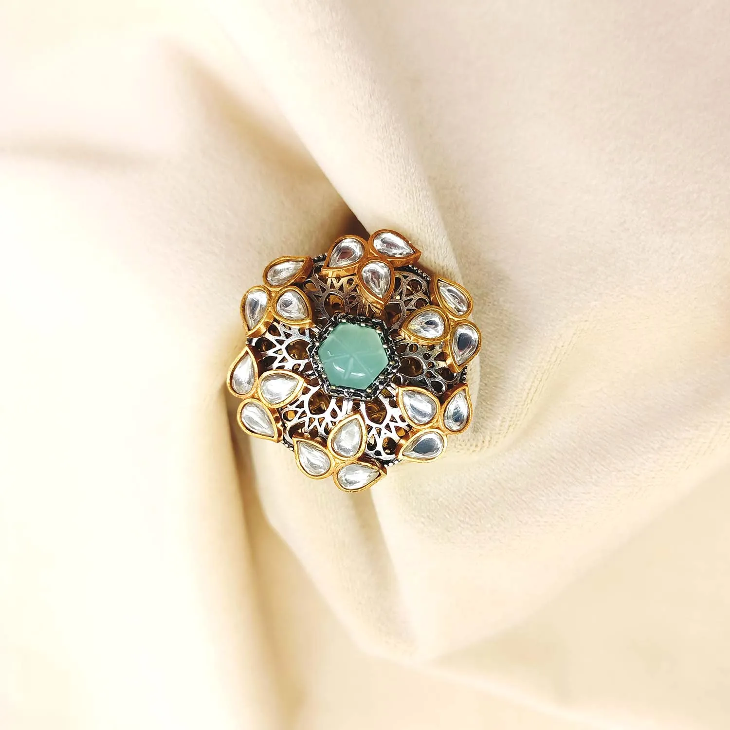 Hasina Mint Green Stone Gold Boutique Ring