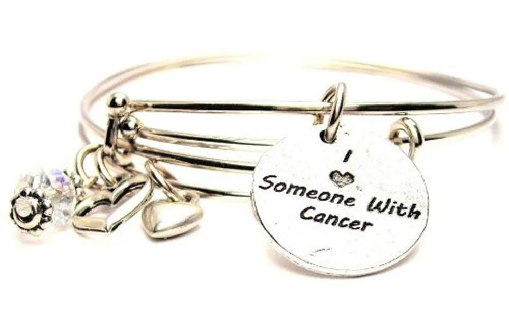 I Love Someone With Cancer Expandable Bangle Bracelet Set