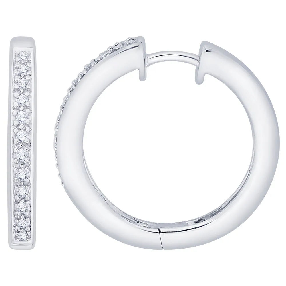 KATARINA 1/5 cttw Prong Set Diamond Hoop Earrings