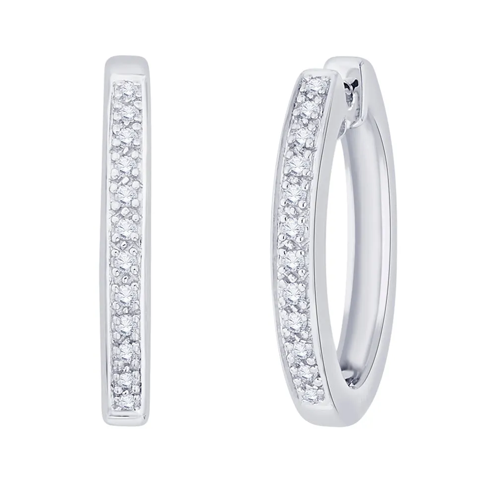 KATARINA 1/5 cttw Prong Set Diamond Hoop Earrings