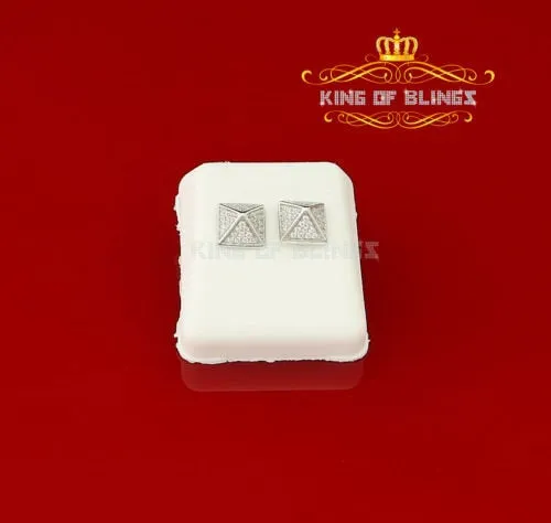 King of Blings- 925 White Sterling Silver Cubic Zirconia Women's & Men's Hip Hop Square Earring