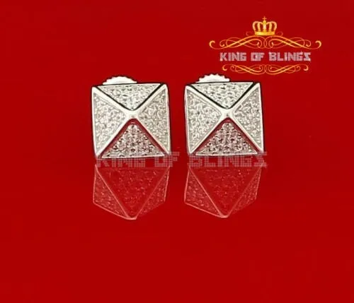 King of Blings- 925 White Sterling Silver Cubic Zirconia Women's & Men's Hip Hop Square Earring