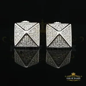 King of Blings- 925 White Sterling Silver Cubic Zirconia Women's & Men's Hip Hop Square Earring