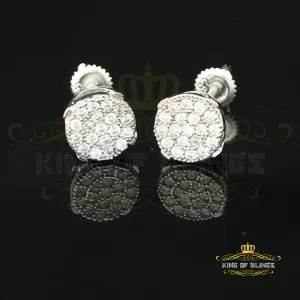 King of Blings- Aretes Para Hombre 925 White Silver 0.74ct Cubic Zirconia Round Women's Earrings