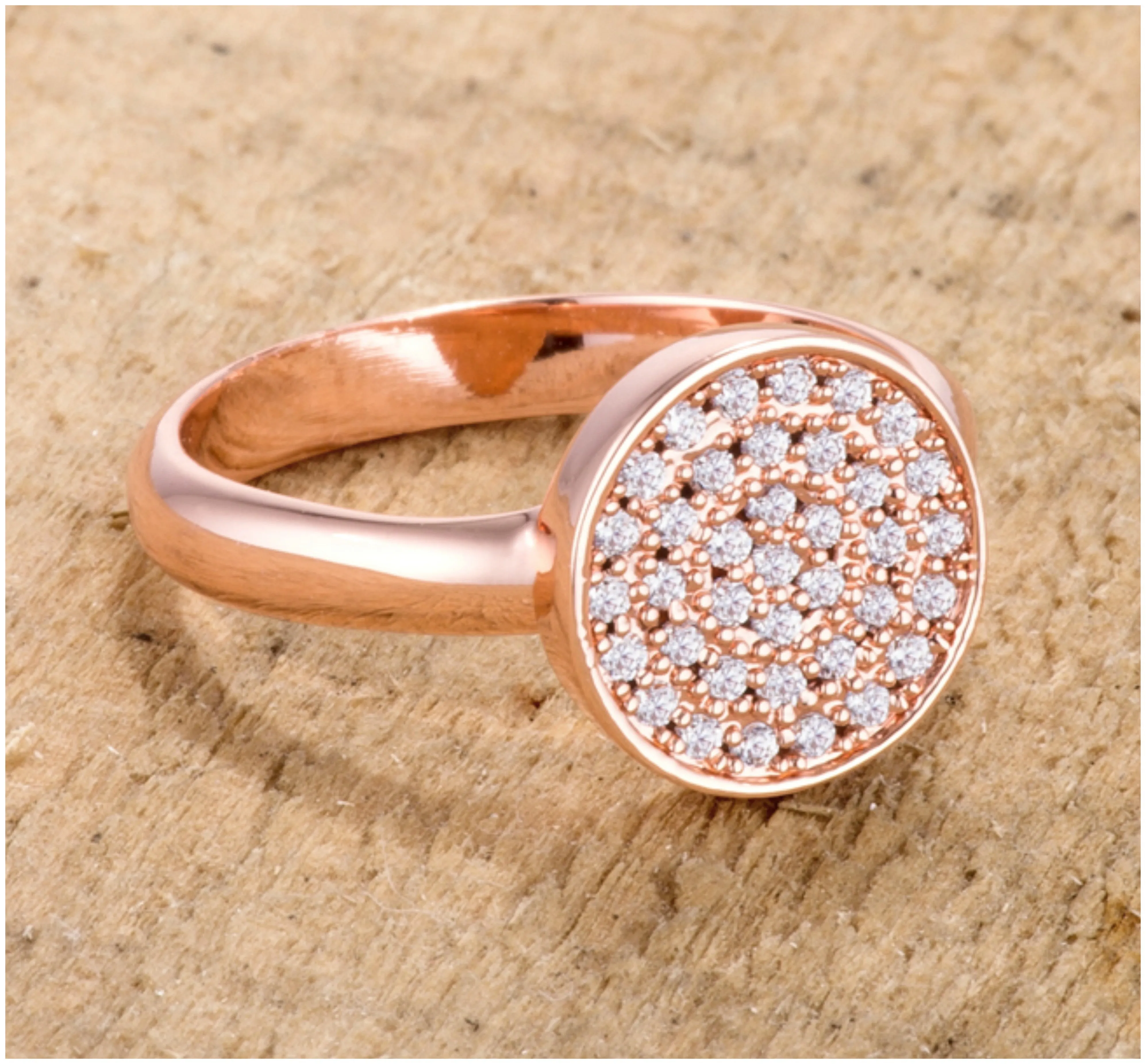 Krystal CZ Rose Gold Pave Circle Ring | .2ct