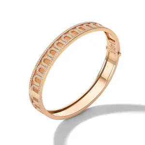 L'Arc de DAVIDOR Bangle MM, 18k Rose Gold with Satin Finish and Palais Diamonds