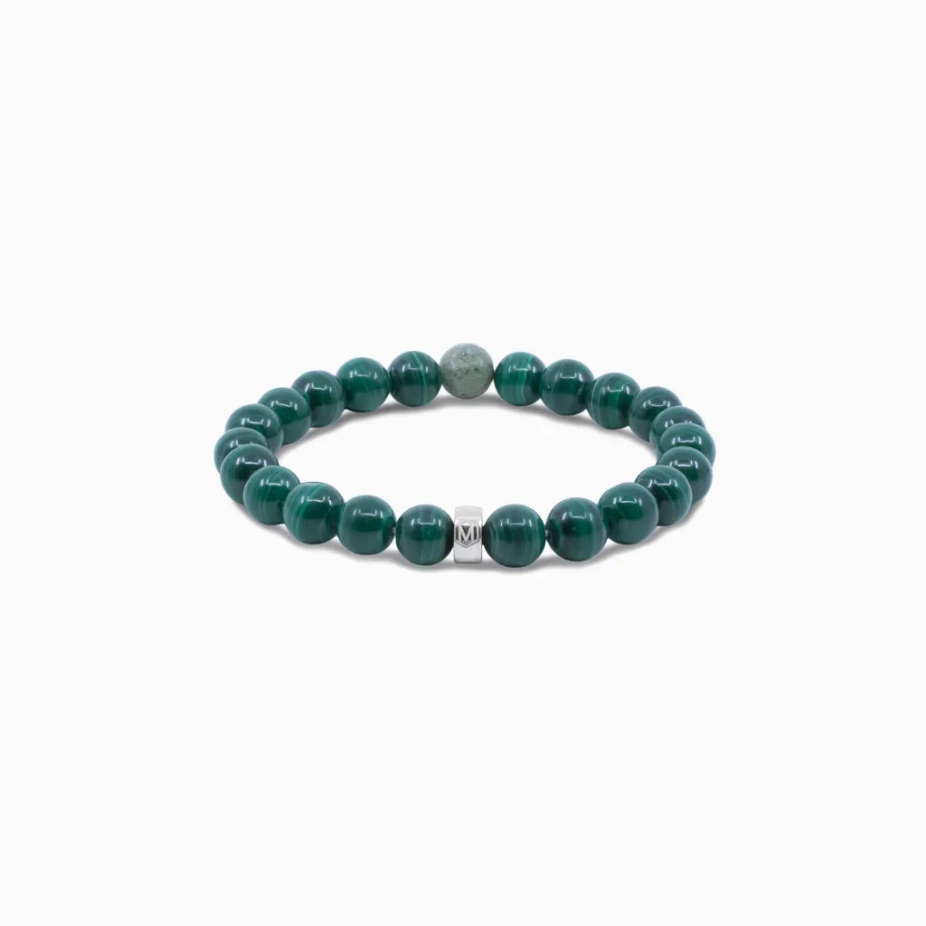 Malachite and Moss Agate Bead Bracelet