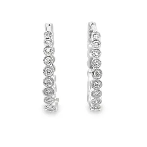 Milgrain Bezel Diamond Hugger Earrings