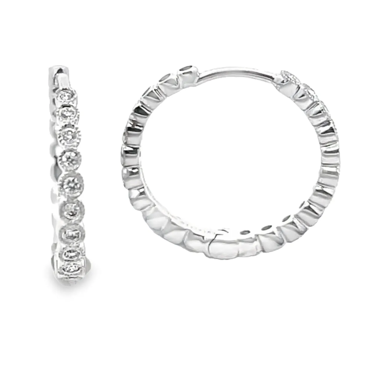 Milgrain Bezel Diamond Hugger Earrings