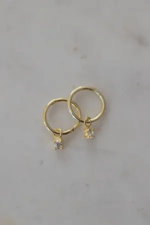 Mini Rock Sleeper Earrings Clear Gold