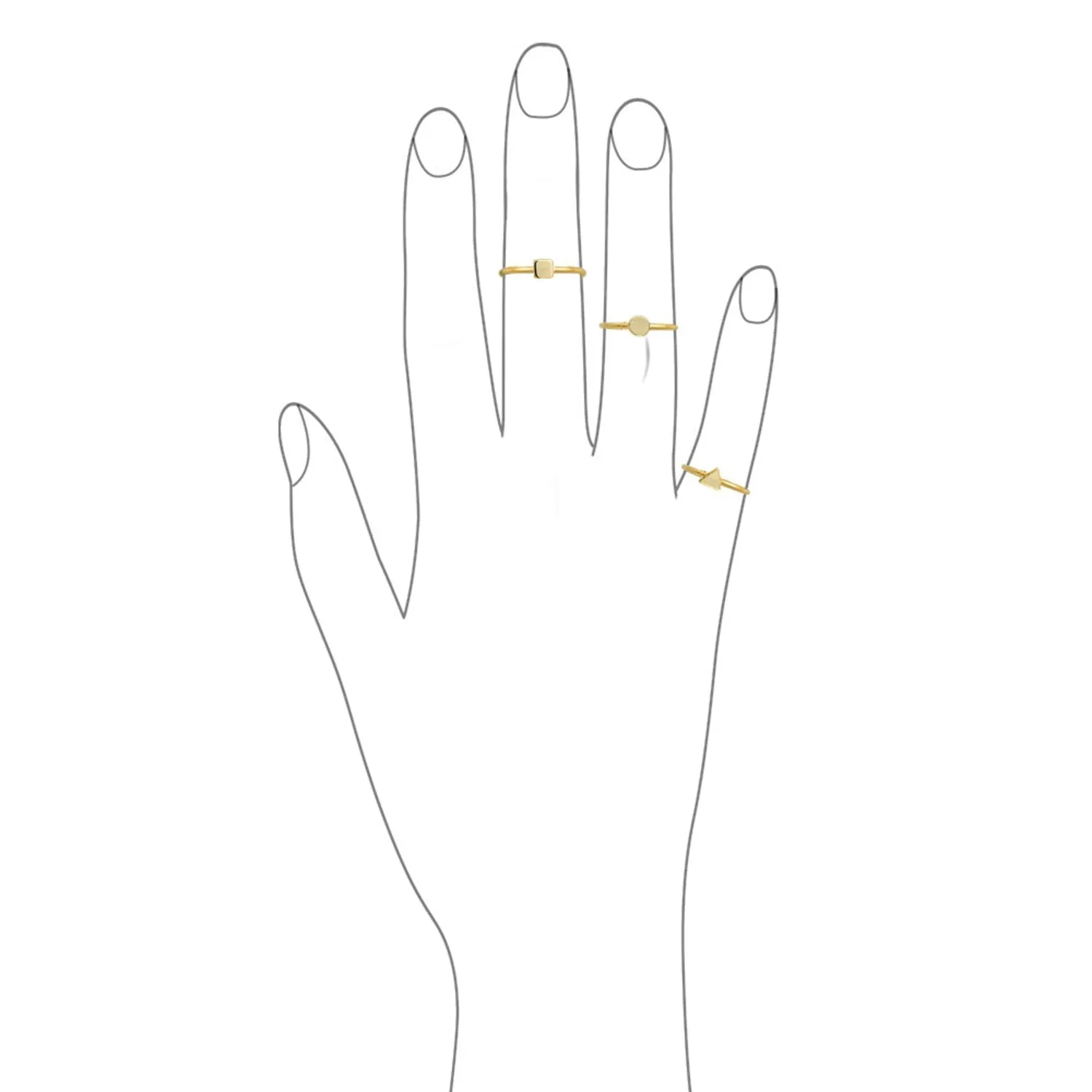 Minimalist Geometric Silver Ring Stackable Midi Knuckle Band 14K Gold Plated