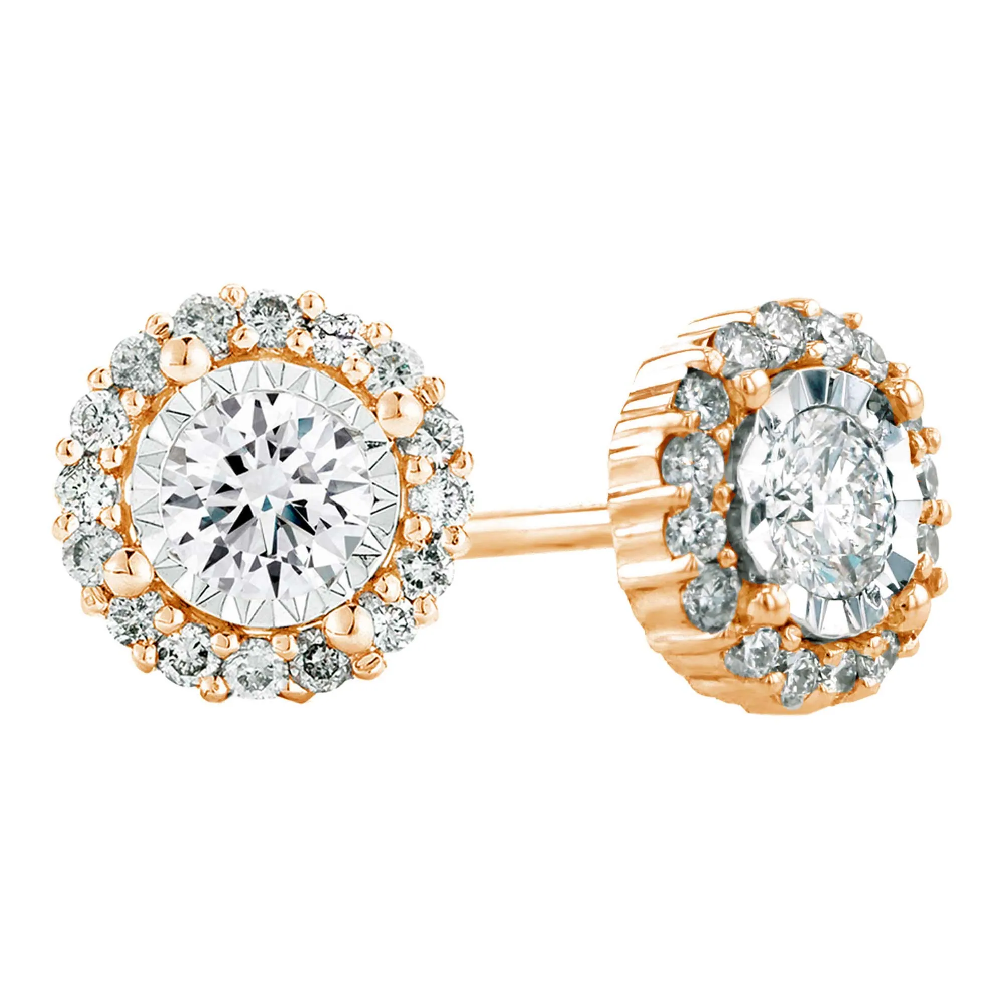 Mirage Halo Diamond Stud Earrings 1ct