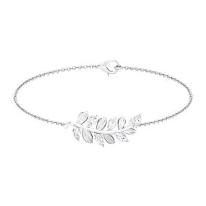 Moissanite Gold Leaf Branch Chain Bracelet