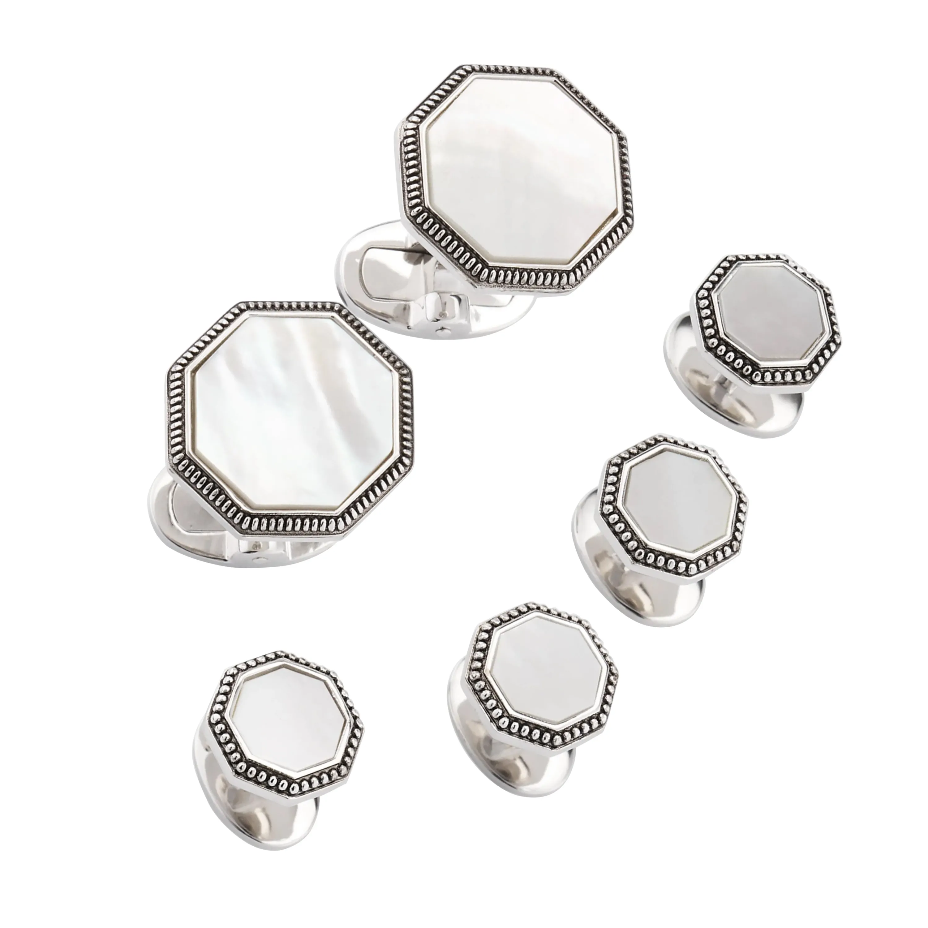 Octagon Antique Sterling Cufflinks & Studs