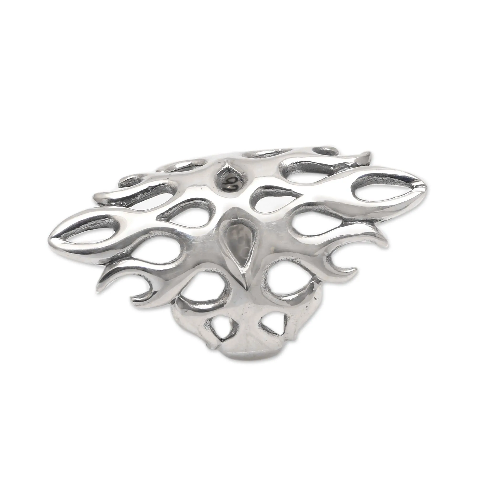 Openwork Sterling Silver Cocktail Ring from Bali - Gleaming Flame | NOVICA