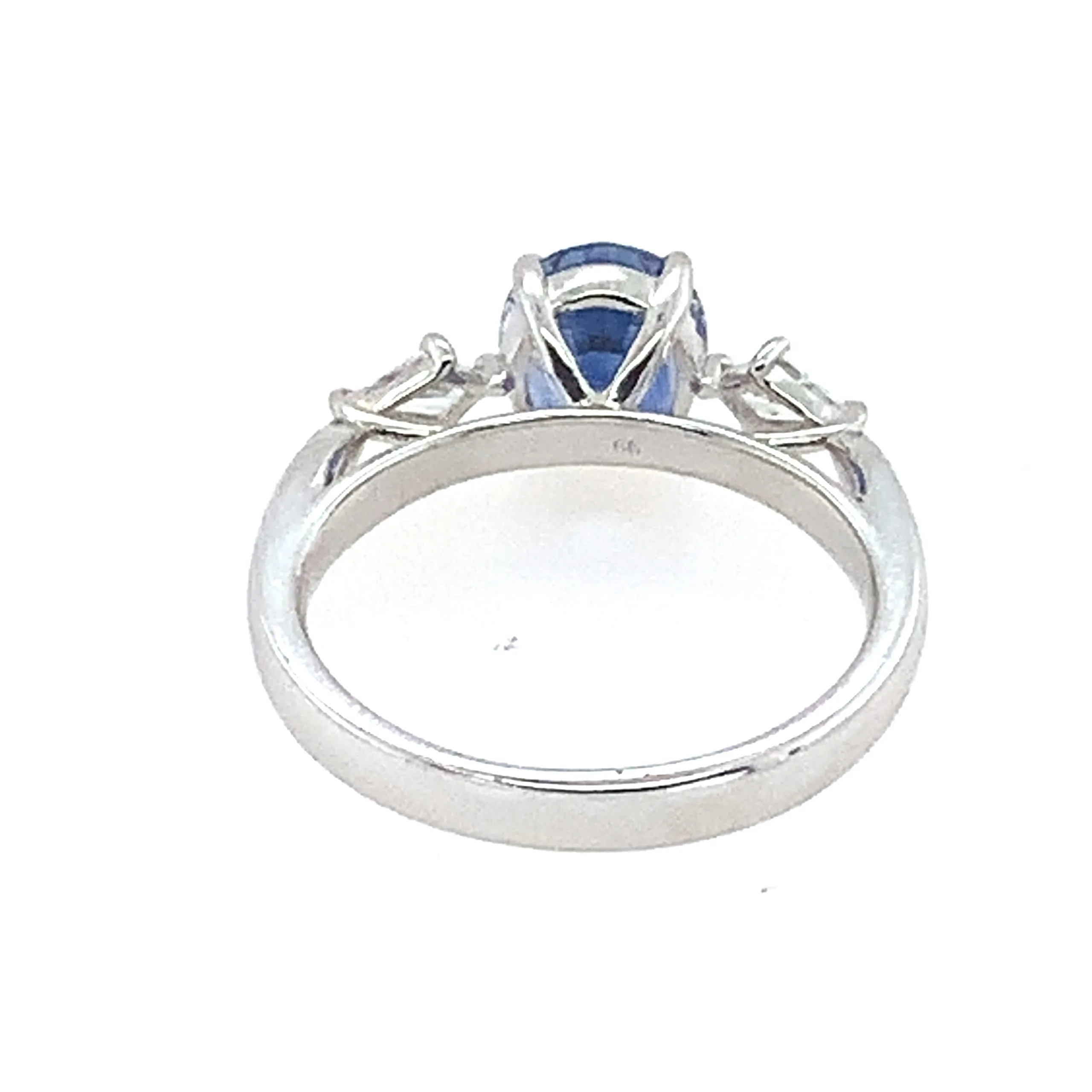 Oval Blue Sapphire Diamond Platinum Ring