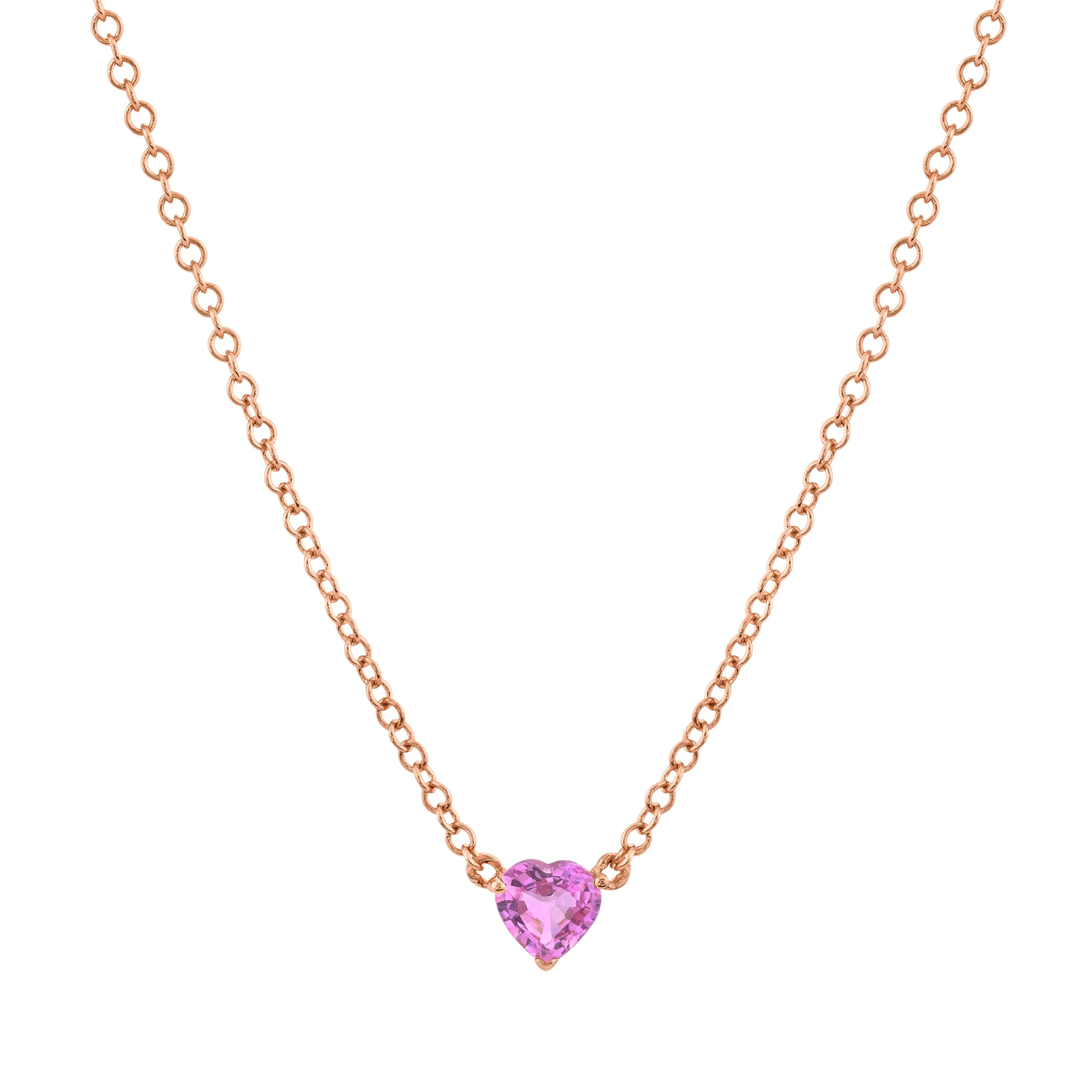 PINK SAPPHIRE BABY HEART NECKLACE