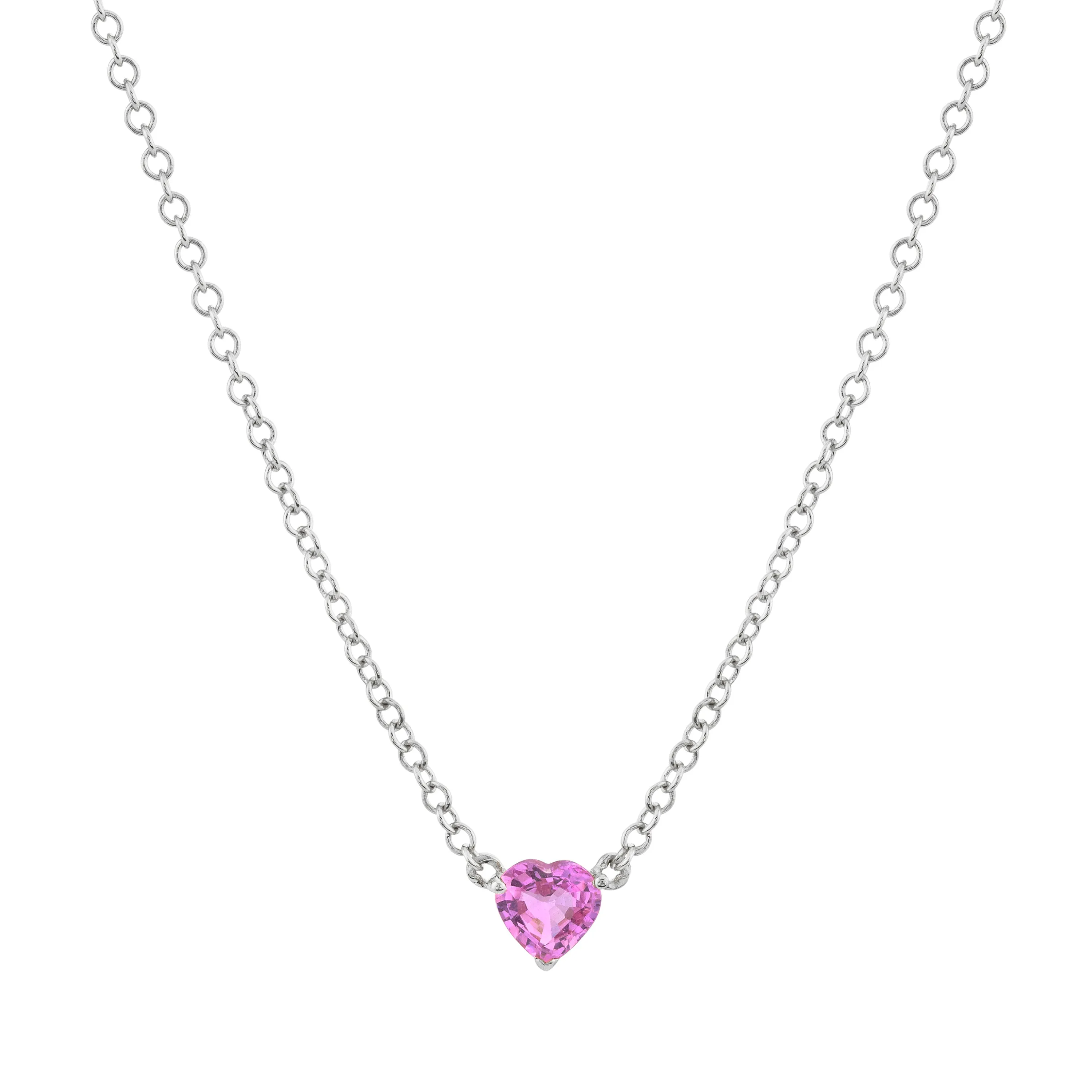 PINK SAPPHIRE BABY HEART NECKLACE