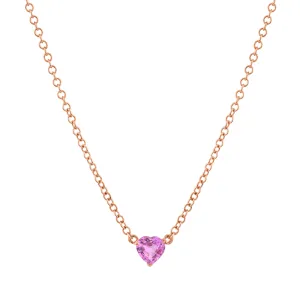 PINK SAPPHIRE BABY HEART NECKLACE