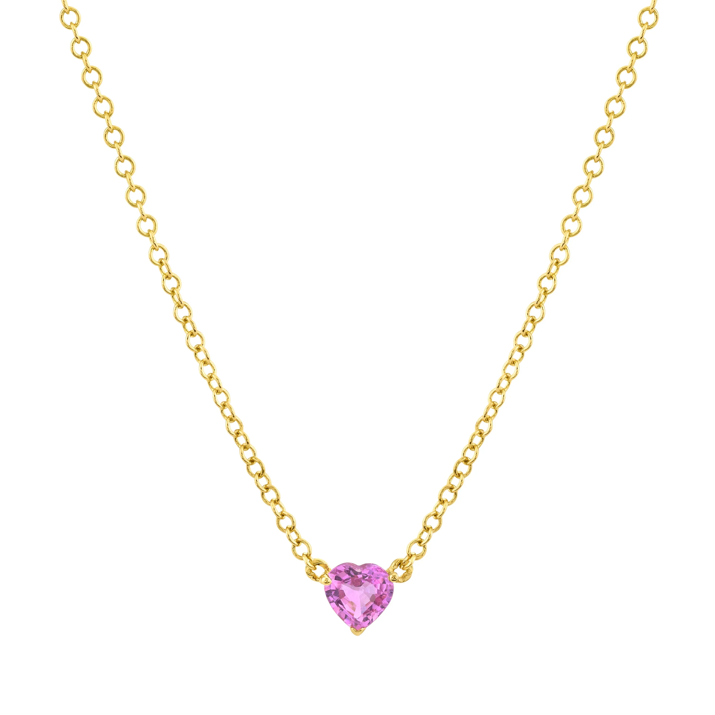 PINK SAPPHIRE BABY HEART NECKLACE