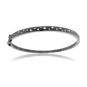 Plated Black Gold Satin Finish Flush Set Diamond Bracelet