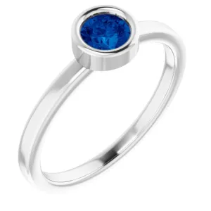 Platinum 4.5 mm Lab-Grown Blue Sapphire Ring