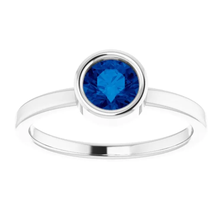 Platinum 5.5 mm Natural Blue Sapphire Ring