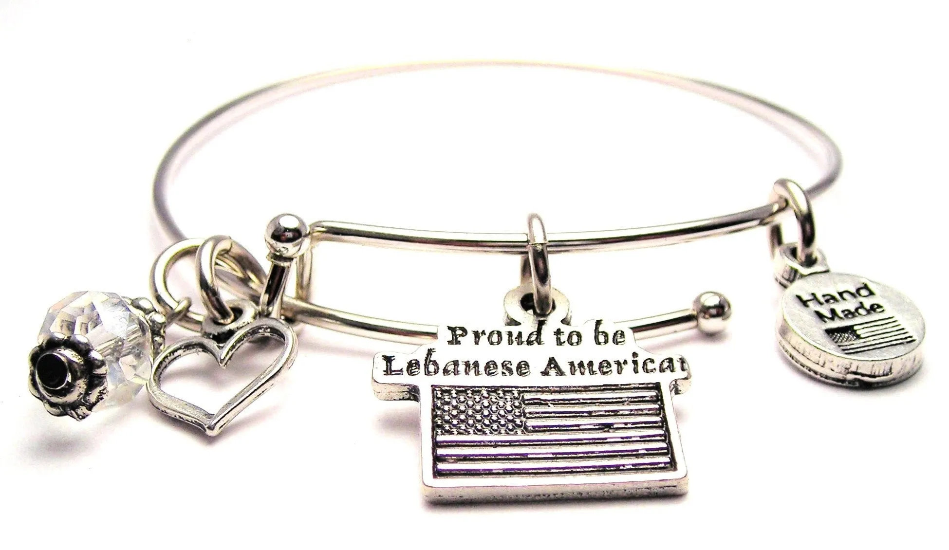 Proud To Be Lebanese American Expandable Bangle Bracelet