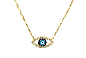 "ARIES" Evil Eye Turquoise & Sapphire CZ Necklace