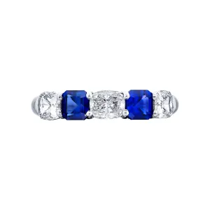 Radiant-cut Diamond and Square Princess-cut Sapphire Wedding Band