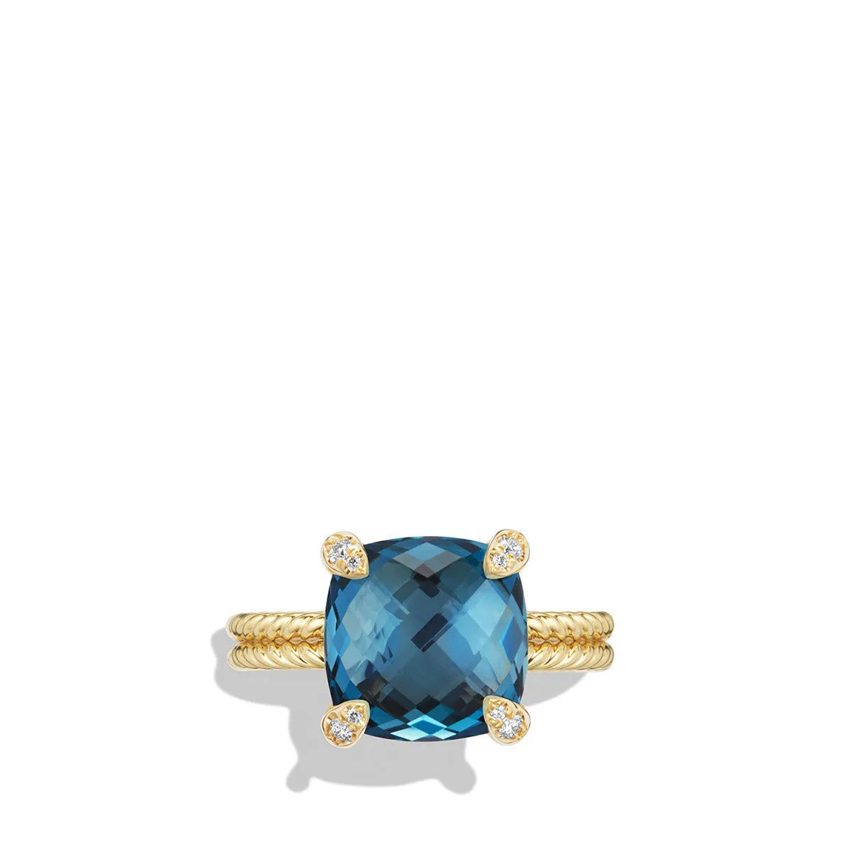 Ring with Hampton Blue Topaz and Diamonds in 18K Gold