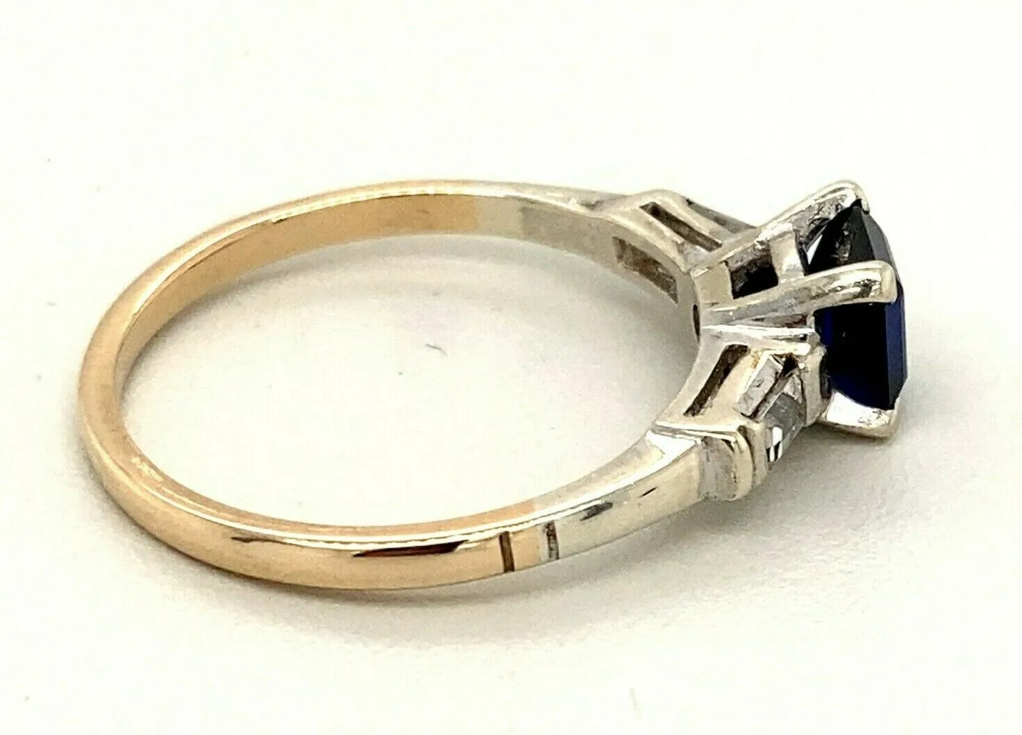 Sapphire & Cubic Zirconia 9ct Yellow & White Gold Ring