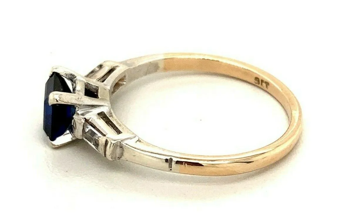 Sapphire & Cubic Zirconia 9ct Yellow & White Gold Ring