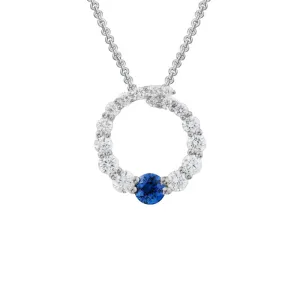 SAPPHIRE AND DIAMOND CIRCLE PENDANT