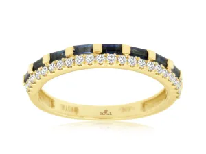 Sapphire Baguette & Round Diamond Band