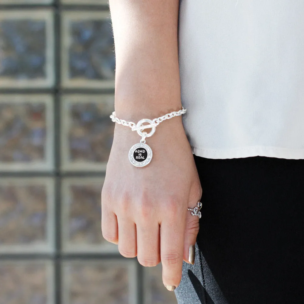 Silver ADHD Awareness Circle Charm Toggle Bracelet