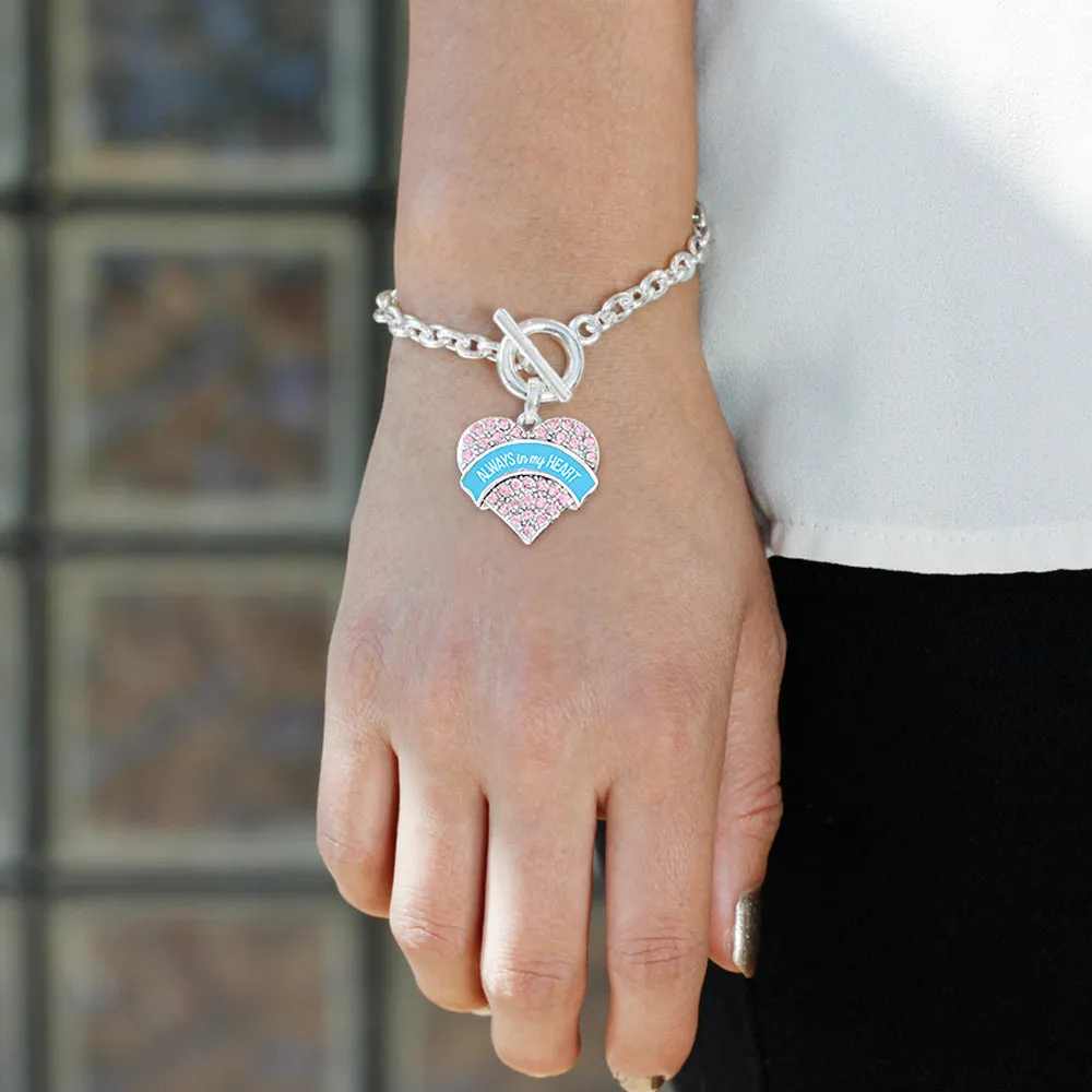 Silver Always in my Heart Pregnancy & Infant Loss Support Pink Pink Pave Heart Charm Toggle Bracelet