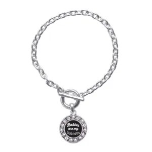 Silver Babies Are My Business Circle Charm Toggle Bracelet