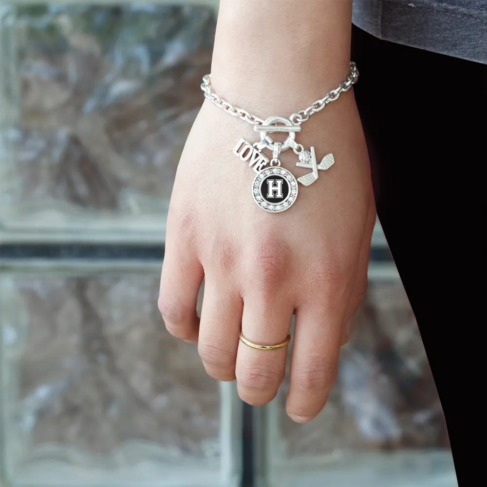 Silver Cheerleader - Sports Initial H Circle Charm Toggle Bracelet