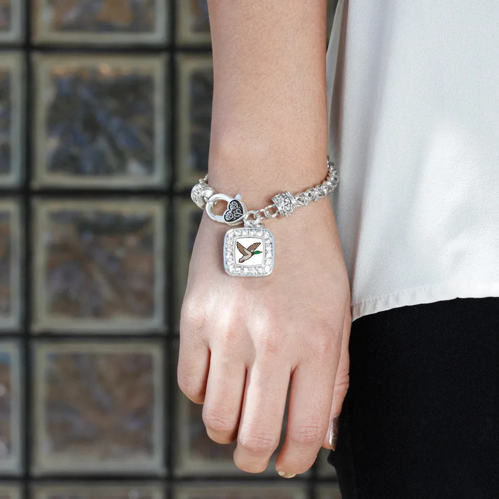 Silver Duck Season Square Charm Braided Bracelet