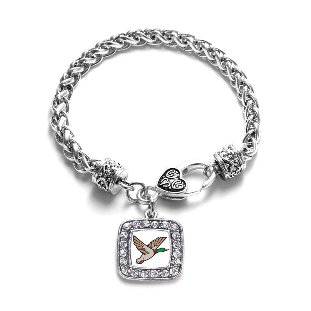 Silver Duck Season Square Charm Braided Bracelet