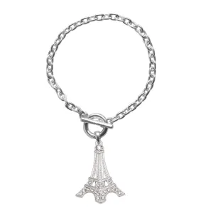 Silver Eiffel Tower Charm Toggle Bracelet