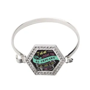 Silver I Will Come For You John 14:18 Hexagon Charm Bangle Bracelet