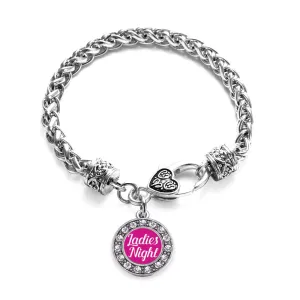 Silver Ladies Night Circle Charm Braided Bracelet