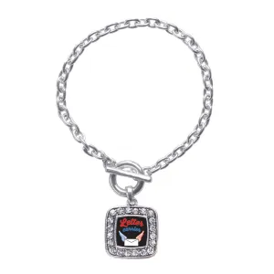 Silver Letter Carrier Square Charm Toggle Bracelet